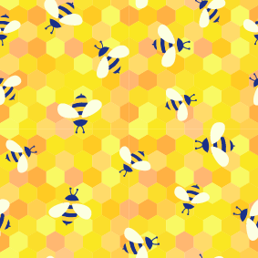 Beispiel eines nahtlosen Bienenmusters auf gelbem Hintergrund